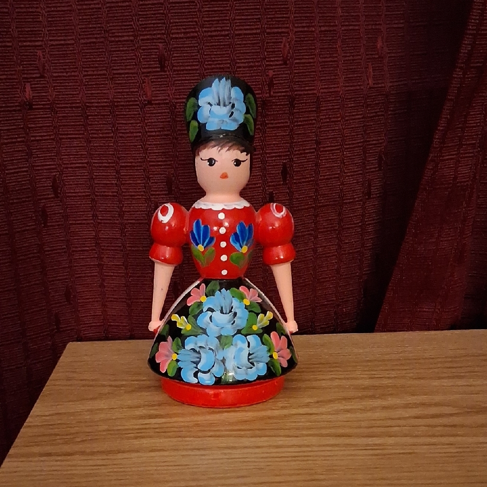 Handcrafted Wooden Doll Jar Topper - HUNGARIAN
